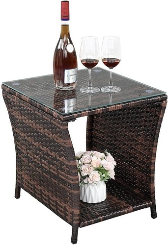 Wicker rattan side table - rattan,